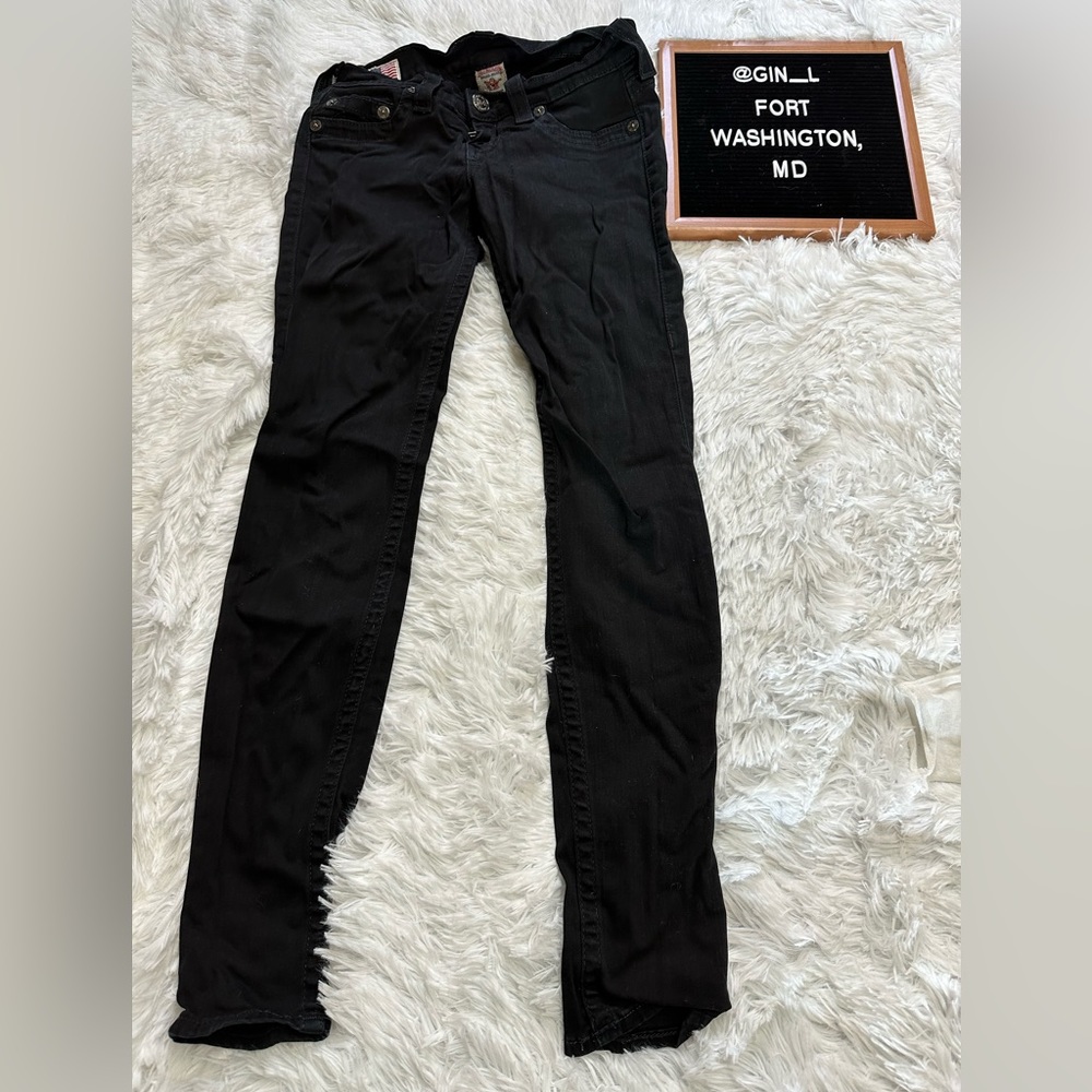 TRUE RELIGION CASEY SKINNY JEANS Black Size 27